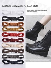 Cotton Waxed Shoe Laces round Leather Shoelaces for Oxford Boots Waterproof Shoe