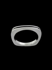 Square Band Ring 925 Sterling Silver Navajo Artisan Craftsmanship Black