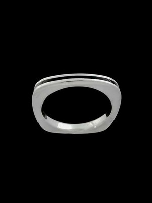 Square Band Ring   925 Sterling Silver   Navajo Artisan Craftsmanship   Black