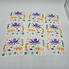 Sea Creatures 9 Sheets 1991 Mrs Grossman Stickers Octopus Crab  Seahorse