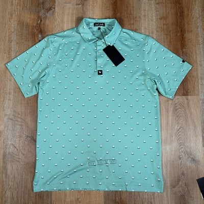 NEW Bad Birdie Aim Point Pique Polo Shirt Mens Large Dusty Jade Golf Ball $78