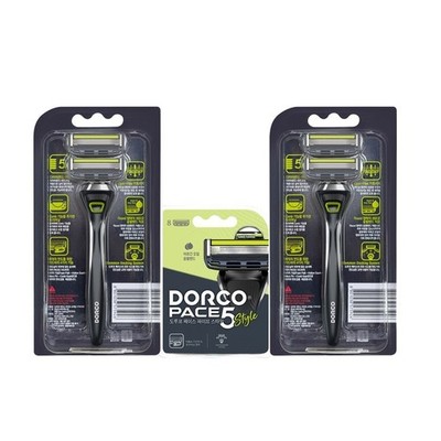 Dorco Pace 5 Style Men's Razor Set - 2 Handles + 12 Cartridges - 5-Blade System