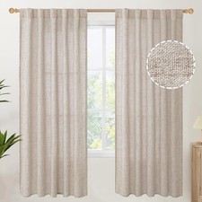 YoungsTex Natural Linen Semi Sheer Curtains 42"W x 72"L Pack of 2 ,