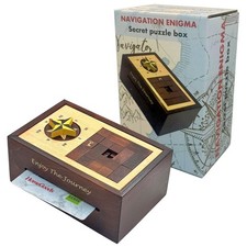 Secret Puzzle Box for Money Gift Cards - Wood IQ Escape Lock Box with Hidden C