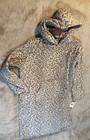 32 Degreez Heat Sleepwear S/M Womens Grey Animal Print Pull Over Hoodie Robe  — photo 1