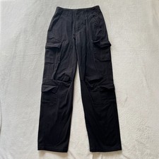 Women  s High Waisted Wide Leg Black Cargo Pants Supre Size 6 Actual 2/4
