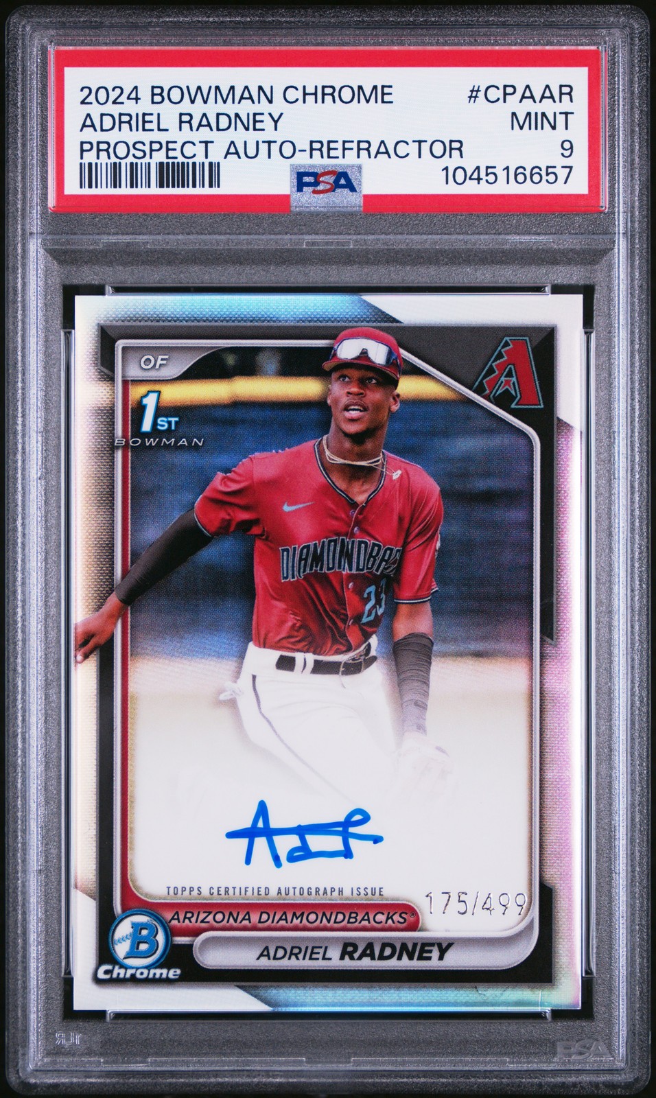 2024 BOWMAN CHROME PROSPECT AUTOS REFRACTOR #CPAAR ADRIEL RADNEY 175/499 PSA 9