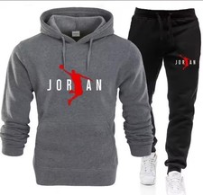 Jordan Men's Tracksuit Hoodie  Pants Set Gray Black Red White Hooded 2 Piece