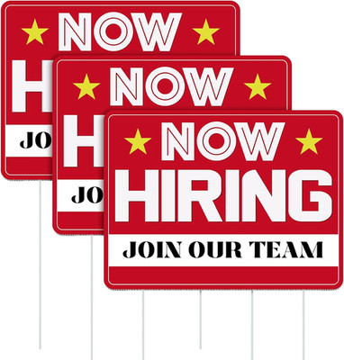 3-Pack Double-Sided Now Hiring Signs with Stake for Business and Outdoor Use