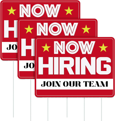 #ad 3 Pack Double Sided Now Hiring Signs with Stake for Business and Outdoor Use $38.99