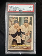 Yankees' Power Hitters Micky Mantle/Yogi Berra 1957 Topps #407 PSA 2 Good