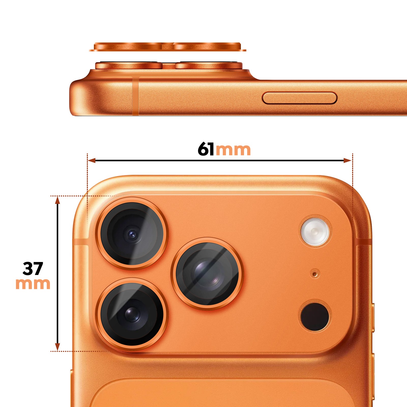 Cadre aluminium orange de protection objectif iPhone 17 Pro pour les photographes nomades - 3