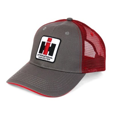 International Harvester IH Logo Red & Grey Two-Tone Trucker Mesh Cap A1731