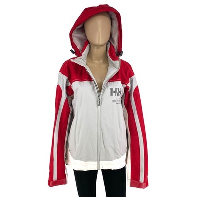 HELLY HANSEN Damen Rote/Graue Wasserdichte Kapuzenjacke Größe M