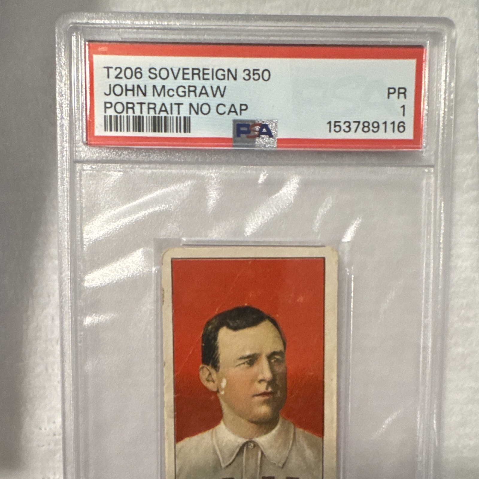 Sovereign T206 Sovereign 350 John McGraw Portrait No Cap PSA 1 New York Giants view 2
