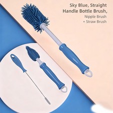 3in1 Set Silicone Bottle Cleaning Brush Baby Pacifier Straw Scrubber BPA soft