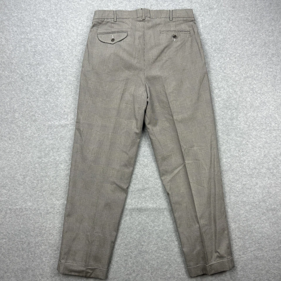 Pantalones Polo Ralph Lauren de Colección Para Hombres 34x32 Gris Glen Check Puños Vestido Plisado Foto 2 de 4