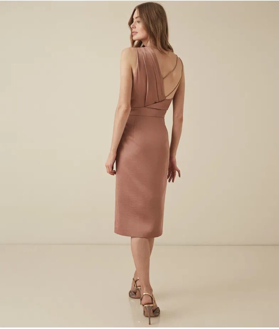 Reiss Dress Sara Ruffle S kirt Bronze Size14 image 7