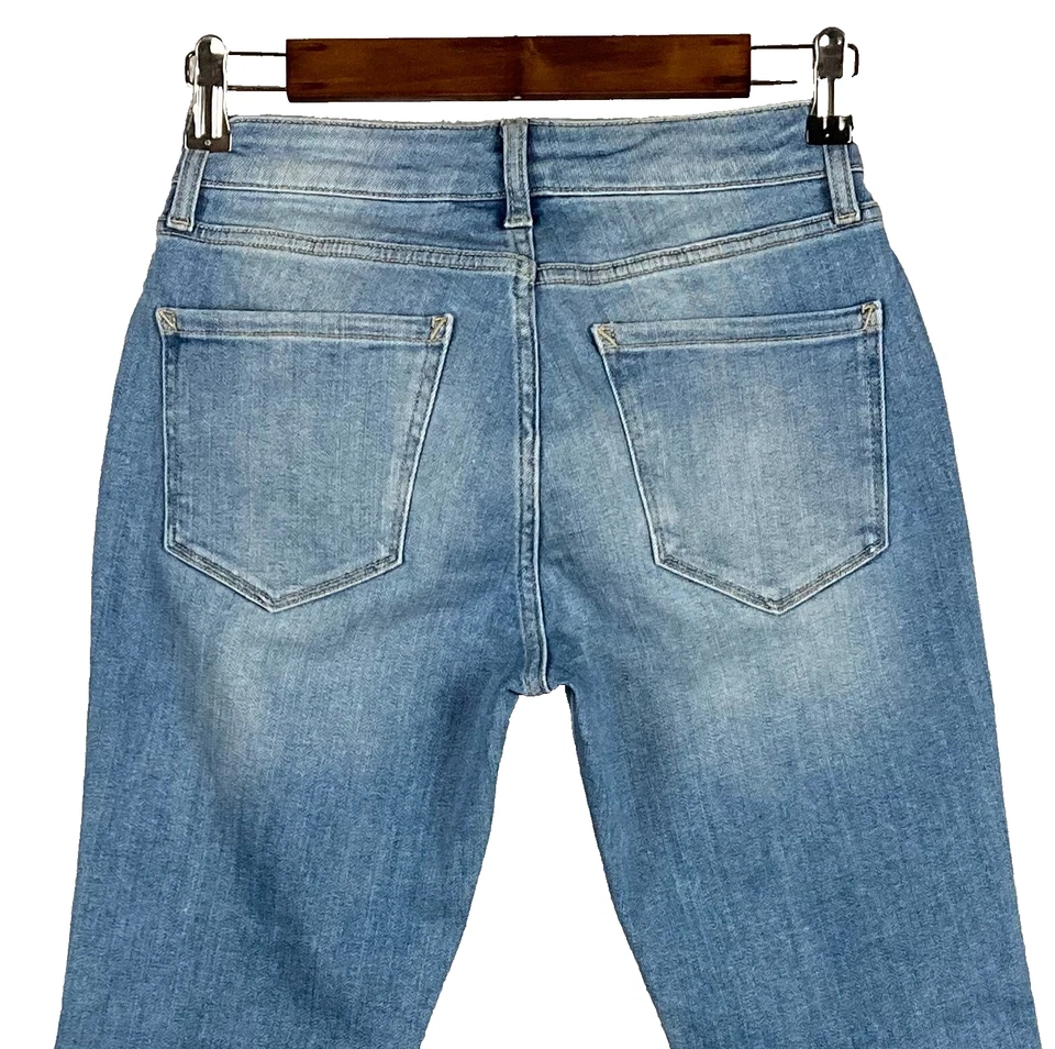 a.n.a. womens skinny mid rise raw hem slimming jeans size 2 stretch light wash - Image 4 of 4