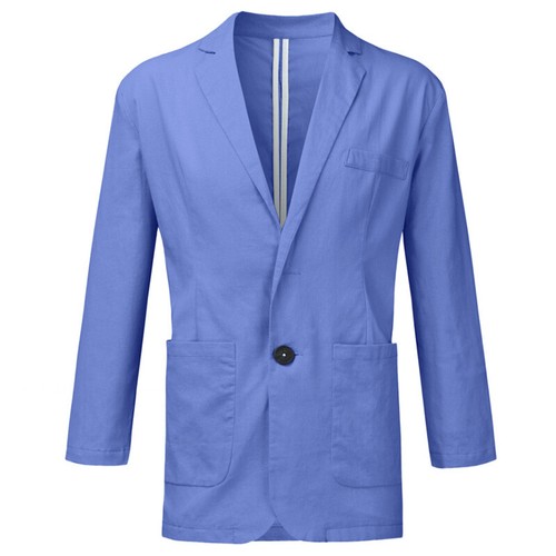 Mens Cotton Linen Lapel Neck Blazer Casual Long Sleeve Cardigan Suit Jackets Top - Picture 1 of 24