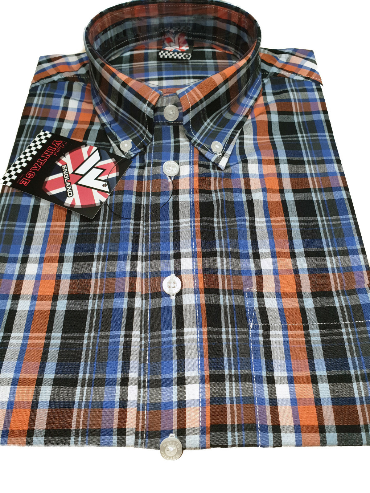 Warrior UK England Button Down Shirt DEKKER Slim-Fit Skinhead Mod Retro image 9