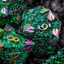Sage's Arboreals Sylvan Metal Polyhedral Dice Set | D&D TTRPG Green Druid Dice