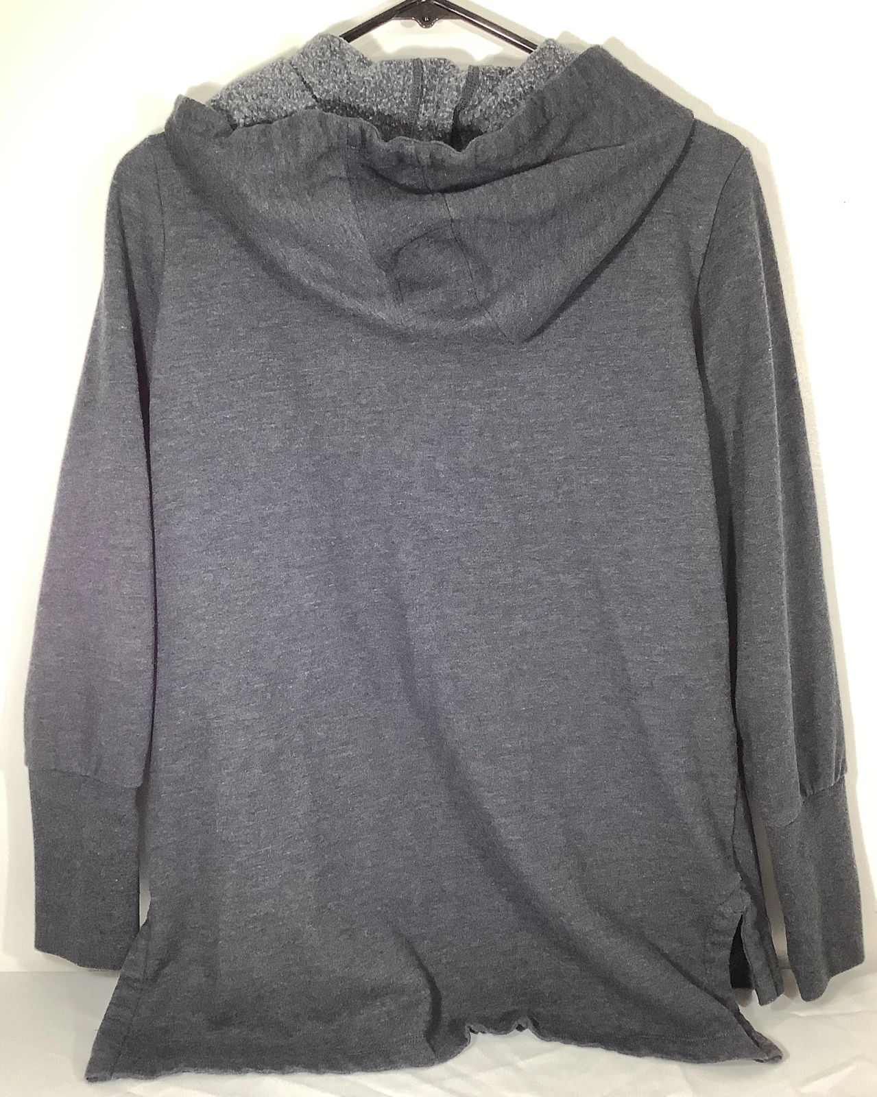 lole hooded tunic pullover front pockets charcoal sweatshirt