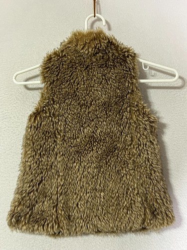 Zara Girls Brown Faux Fur Vest Jacket Outerwear Full Zip Up Girls Size 5/6 - Picture 2 of 7