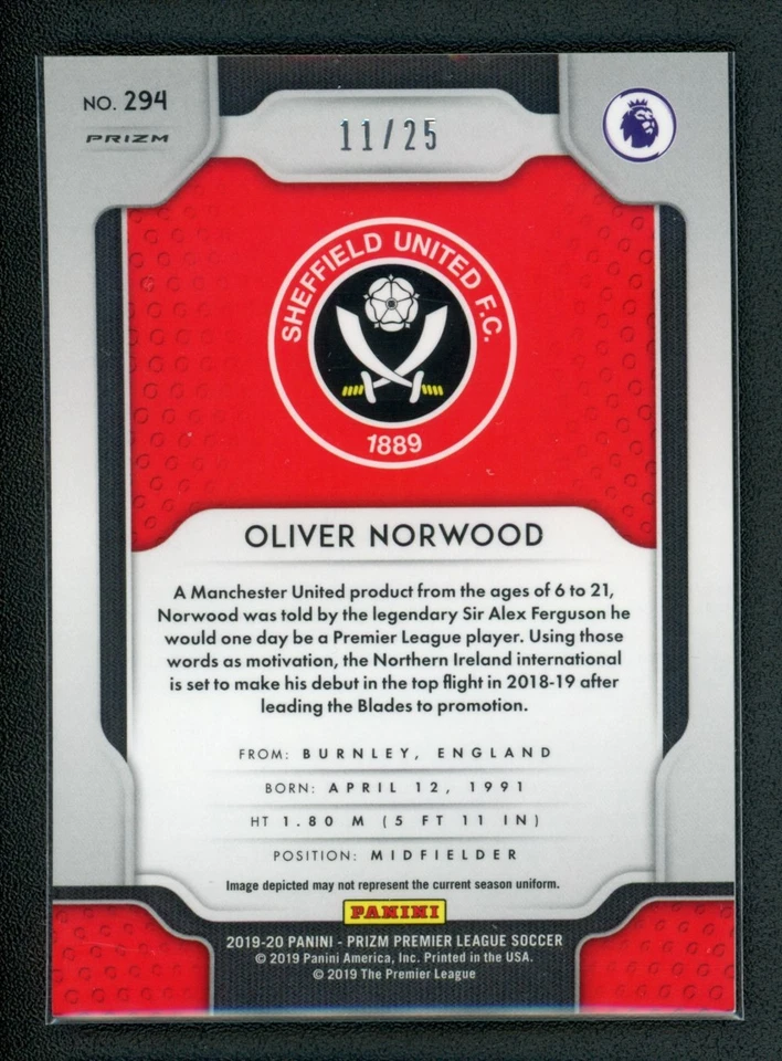 2019-20 OLIVER NORWOOD 11/25 PANINI PRIZM PREMIER LEAGUE ORANGE - Image 2 of 2
