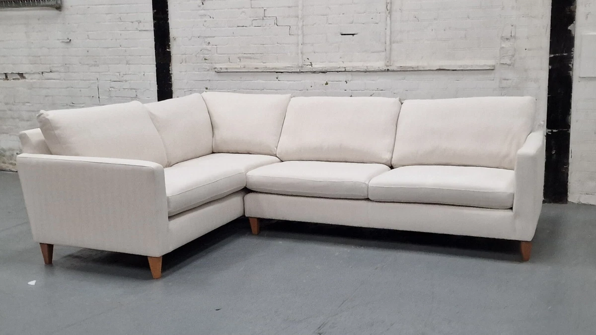 John Lewis Bailey LHF corner end sofa Herringbone Cream fabric