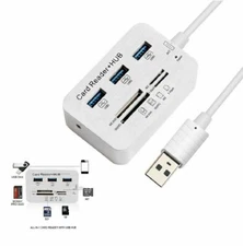Aluminum 3 Port USB 3.0 Hub MS SD M2 TF Multi-In-1 Memory Card Reader Adapter US