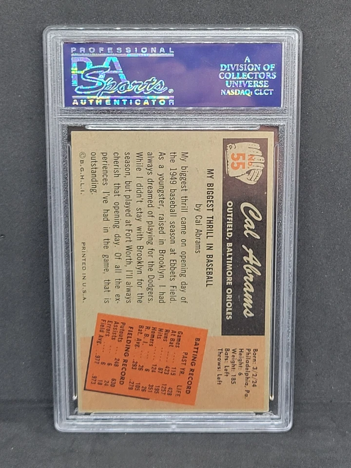 1955 Bowman Baseball #55 Cal Abrams PSA 6 EX-MT - Image 2 of 2