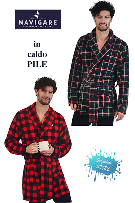 Schlafrock für Schlafzimmer Herren Winter Fleece Kader Mit Taschen Und Gürtel