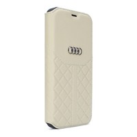 Audi Iphone 12 Pro Max Q8 Serie Genuine Leather Ledertasche Book Case Grau