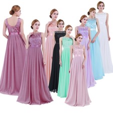 Women Ladies Chiffon Lace Bridesmaid Dress Evening Party Long Dress Prom Gown