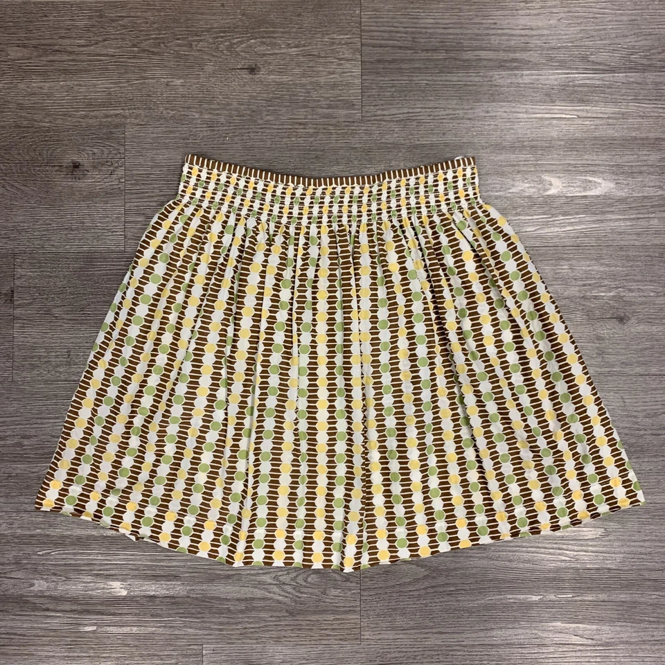 Tommy Bahama хлопковая мини расклешенная юбка женская размер 12 сзади на молнии с подкладкой в горошек - Изображение 2 из 4