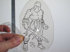 vtg 1960s 70s Tattoo acetate stencil Hooded Barbarian Executioner signed REP1
