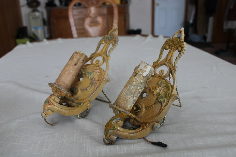 Brandt MFG Co. Art Deco Cathedral  Antique Wall Sconces Set Of 2 Number 103 - Image 2 of 4