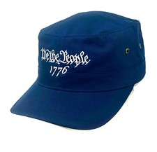 We The People 1776 Patriotic USA Embroidered Cadet Castro Military Hat Cap Blue