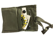 Sewing Kit Dutch Housewife Needles Wool Thread Twine Buttons Tie Bag Olive Green