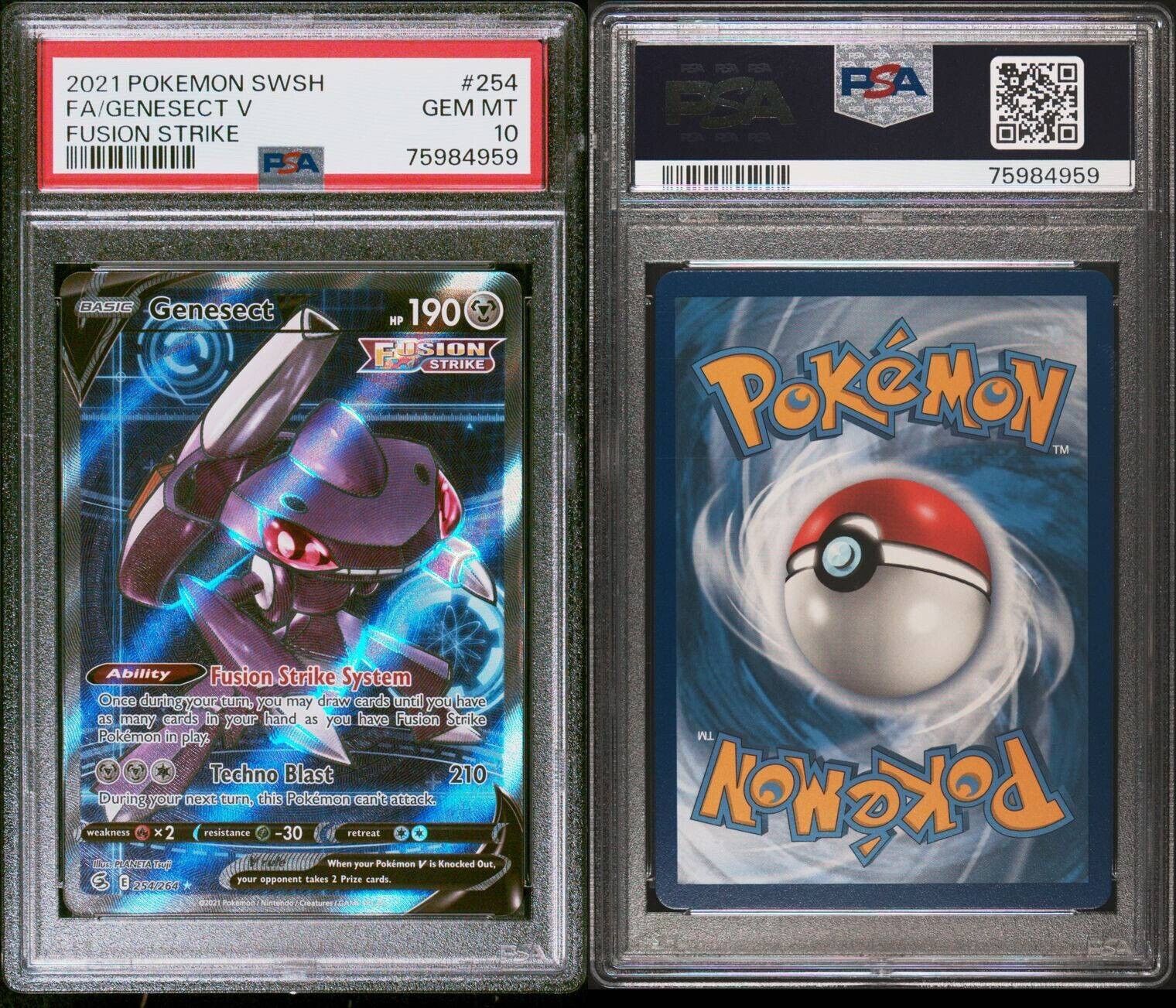 Pokemon SWSH Fusion Strike Genesect V Alt Art. PSA 9 🔥 255