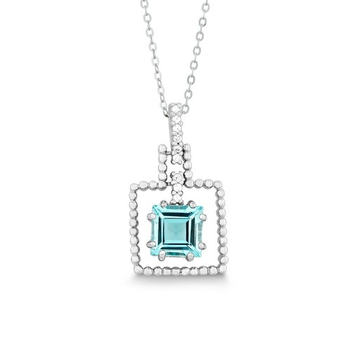 Sterling Silver Blue Topaz Square 