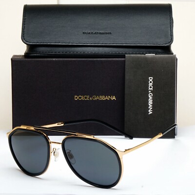 Dolce Gabbana Sunglasses Black Gold Pilot Brow Bar D&G DG