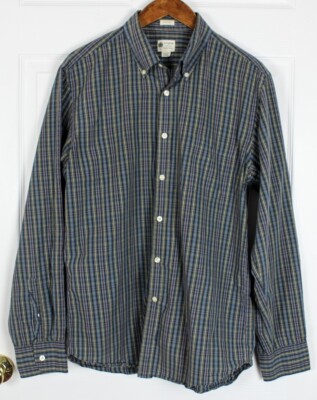J Crew Mens Large L Tailored Fit Plaid Button Down Shirt Blue *Buy 2, Get 1 Free