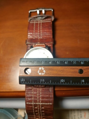 Fossil Jr-1071 Men's Wrist Watch Huge Worn Strap Wide Brown Genuine Leather O.o - Picture 19 of 21