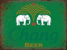 Rustic Thailand Chang Beer inspired Bar Metal Pub Shed Tin Man Cave Plaque Sign
