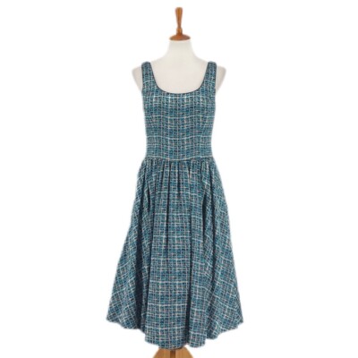 Blue Donna Morgan Metallic Jacquard Fit and Flare Dress sz 6 | eBay
