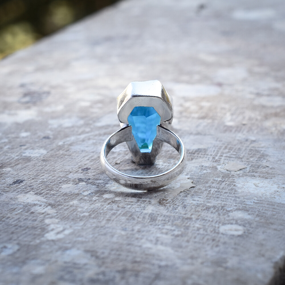 Valentine's Gift Blue Topaz Gemstone 925 Sterling Silver Handmade Ring ...