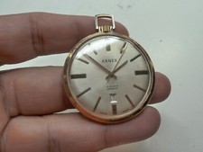 Vintage Arnex Swiss Calendar Yellow Gold Plated Pocket Watch 17 Jewels