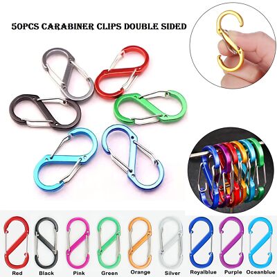 Gemischte Farben Karabiner Clips 50 Stück doppelseitig Karabinerhaken Metall Schlüsselanhänger Restposten